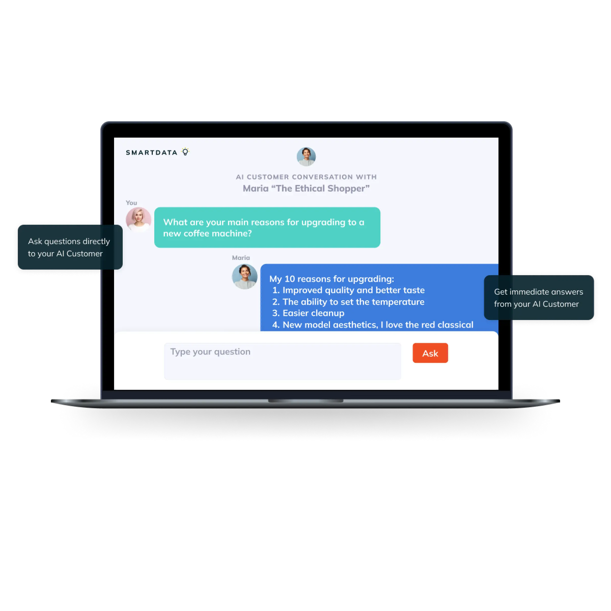 Tribaldata AI Customer Conversation interface showing SmartData platform